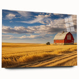 Large abstract wall art of North Dakota scenery in muted earth tones on acrylic glass.