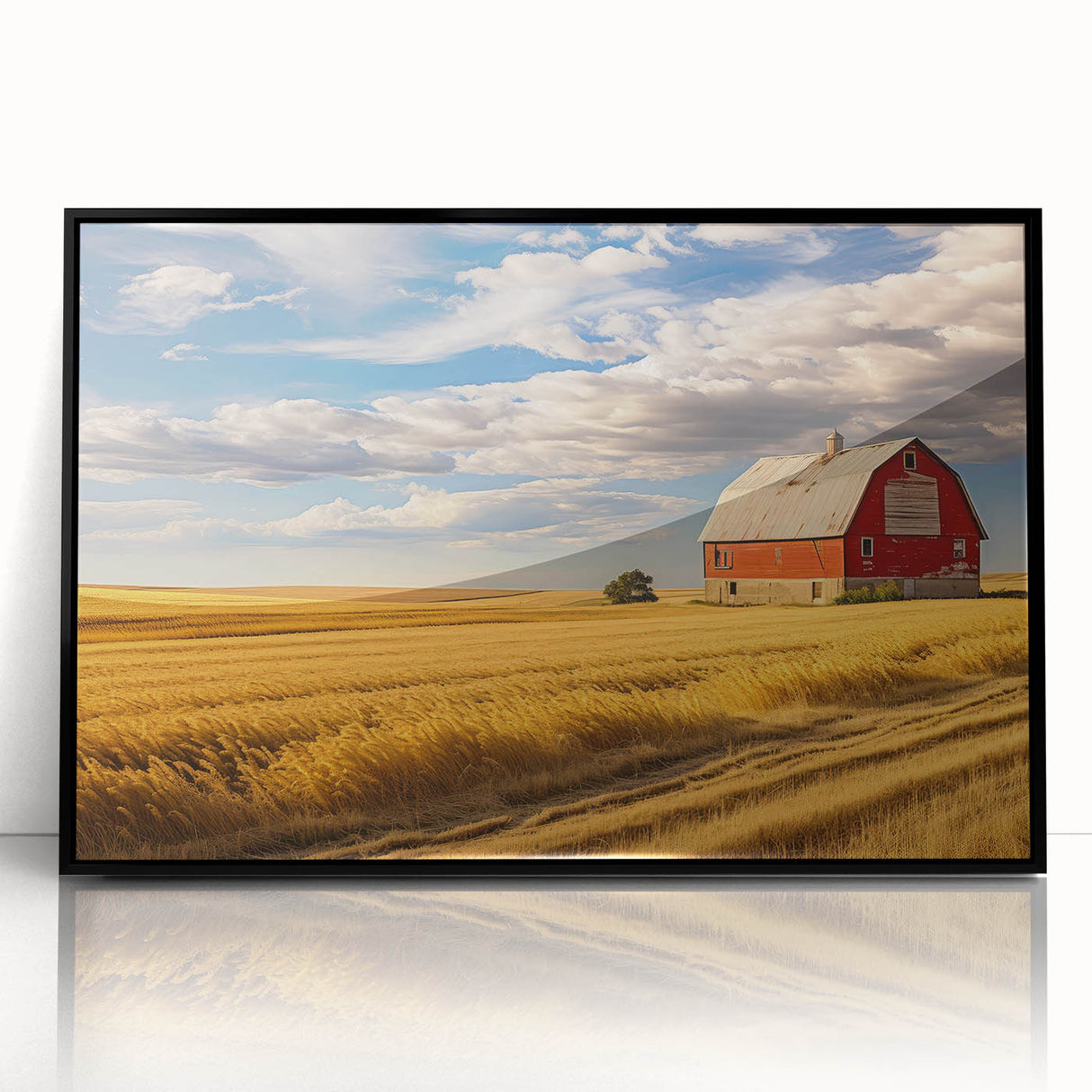 Large abstract wall art of North Dakota scenery in muted earth tones on a framed acrylic.