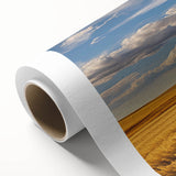 Art Deco poster of North Dakota scenery in muted earth tones on rolled canvas, ideal for nursery wall art.
