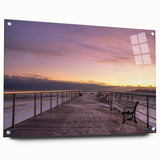 Acrylic print of a large abstract design in blue and gray tones, ideal for bedroom or dining room decor.