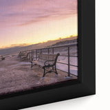 Black wall art depicting Long Island scenery in vibrant colors on a textured, framed canvas, ideal for living room decor.
