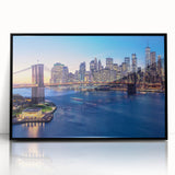 Large abstract wall art depicting Manhattan skyline in muted gray tones on a framed acrylic, ideal for modern office decor.