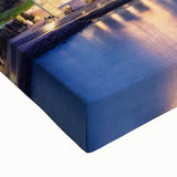 Large art of Manhattan skyline in black and white on stretched canvas, suited for bedroom wall decor.