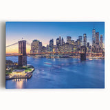 Black and white large art print of Manhattan skyline on stretched canvas, suitable for kitchen wall art.