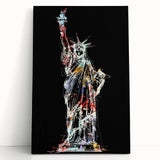 Black and white print of the Statue of Liberty on stretched canvas, ideal for kitchen wall art or bedroom ambiance.