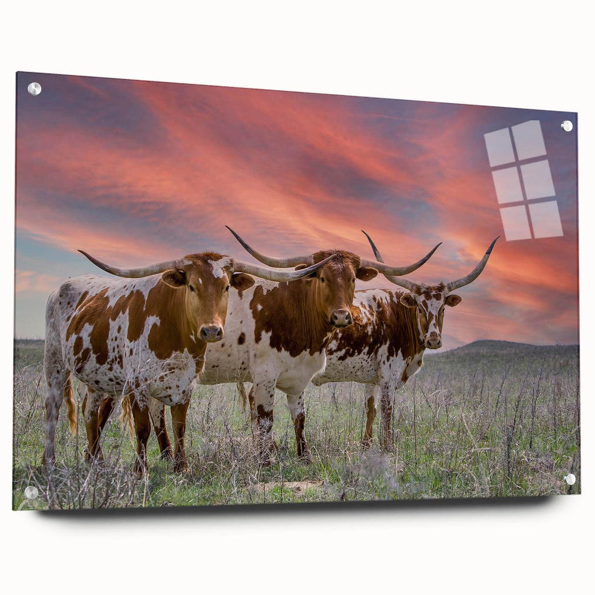 Large abstract wall art of Oklahoma scenery in muted earth tones on acrylic glass, suitable for bedroom or dining room decor.