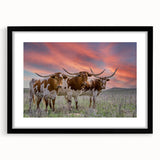 Extra large abstract art print of colorful, textured Oklahoma scenery on a black framed canvas, ideal for living room decor.