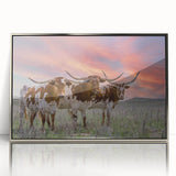 Mid-century modernist art depicting Oklahoma scenery in muted earth tones on a framed acrylic print.