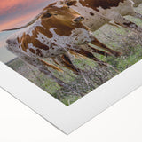 Art deco poster featuring Oklahoma scenery in muted earth tones on rolled canvas, suitable for dining room wall art.