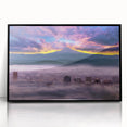 Large abstract wall art depicting Portland, Oregon scenery in muted earth tones on a framed acrylic panel.