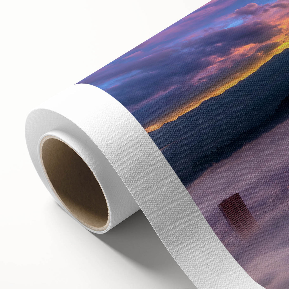 Art Deco style poster of Portland, Oregon skyline in muted blue tones on rolled canvas, suitable for nursery wall art.