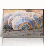 Mid-century modernist art depicting Pennsylvania scenery in muted earth tones on a silver-framed acrylic print.