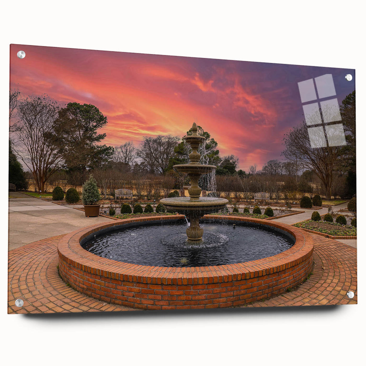 Acrylic print of Memphis skyline in muted blue and gray tones, ideal for dining room decor.