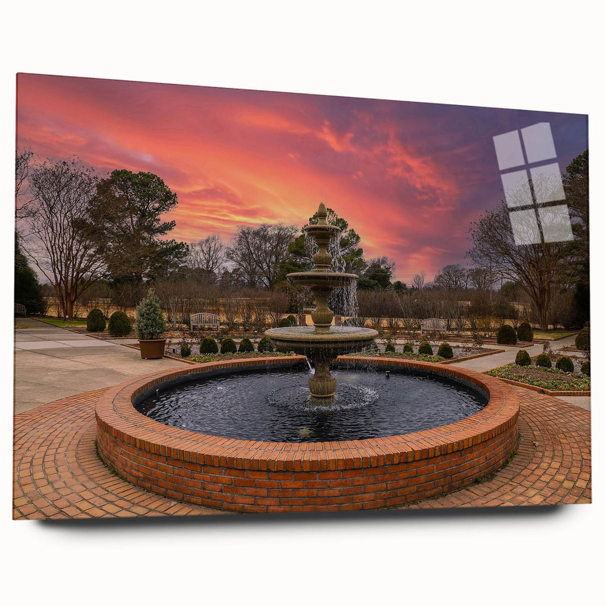 Large abstract wall art of Memphis scenery in muted earth tones on acrylic glass, ideal for bedroom or dining room decor.