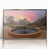 Mid-century modernist art of Memphis, Tennessee skyline in muted earth tones on framed acrylic, ideal for nursery wall decor.