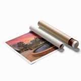 Extra large rolled print of Memphis skyline with muted blue and gray tones, ideal for classy bathroom wall art.