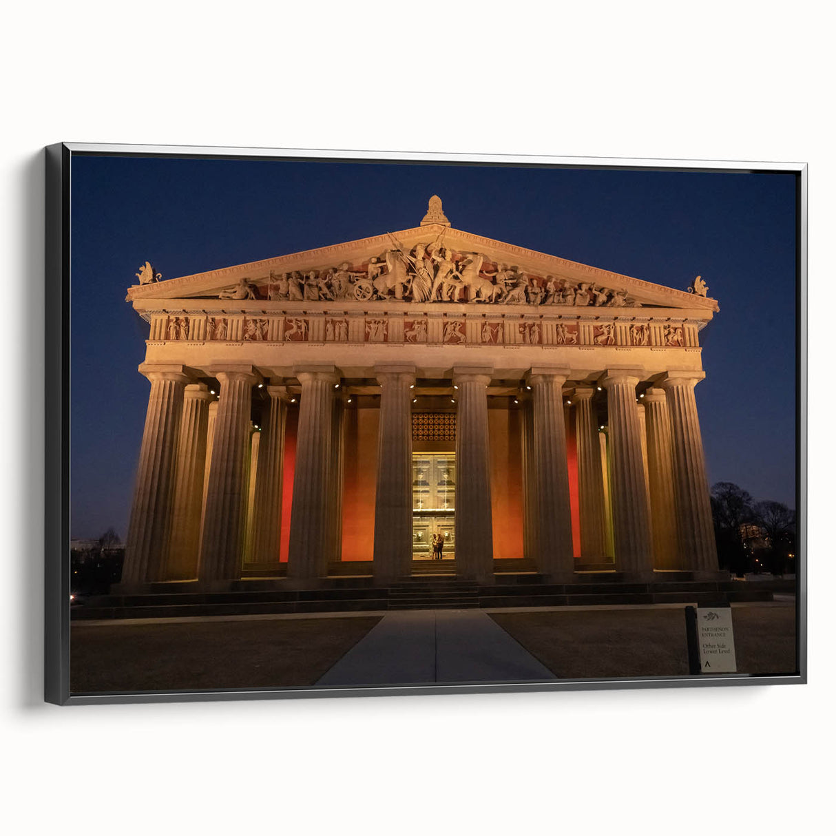 Black and white framed canvas of Nashville landscape, ideal for bedroom wall decor.