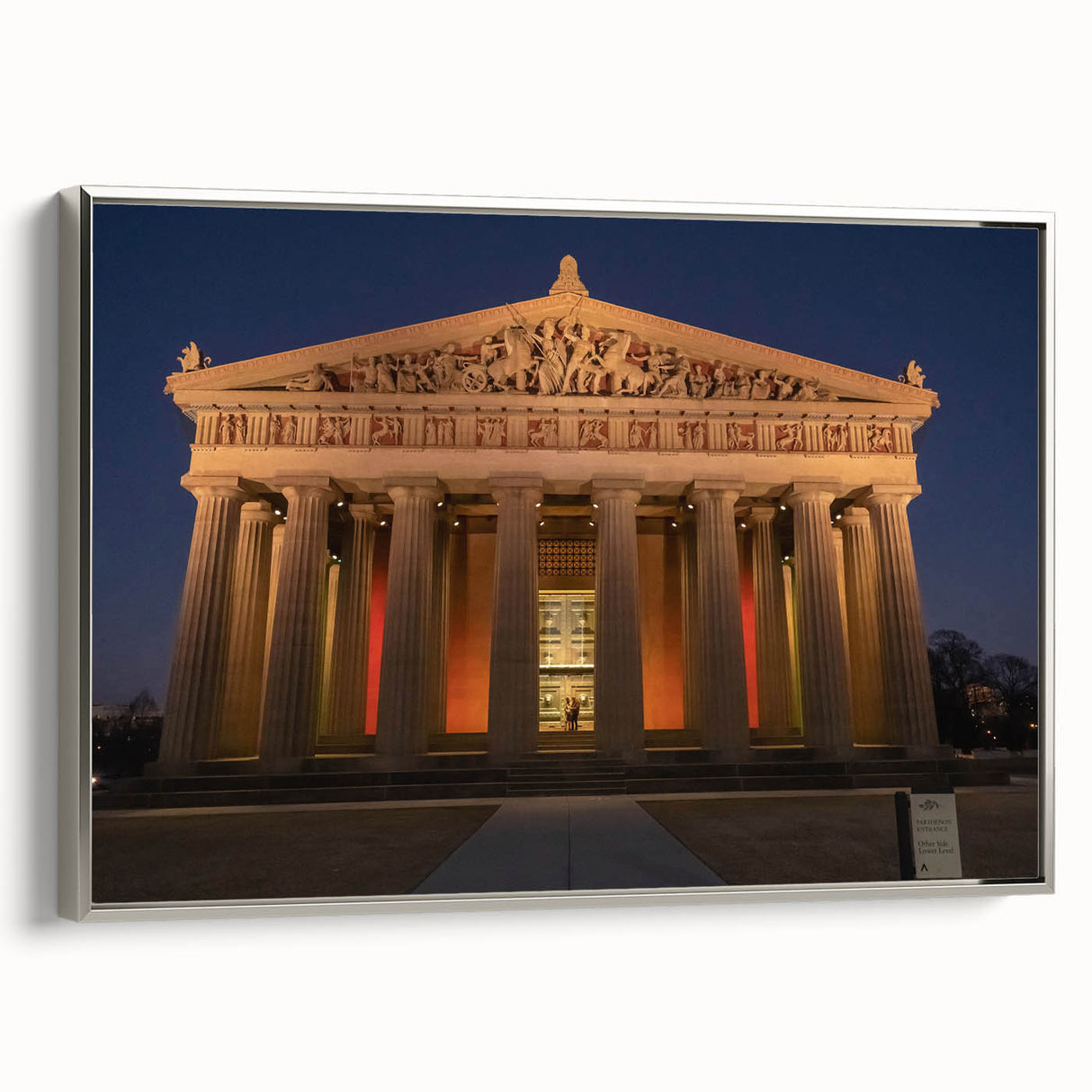 Framed canvas of Nashville landscape in muted colors, ideal for modern living room decor.