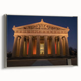 Framed canvas of Nashville landscape in muted colors, ideal for modern living room decor.
