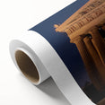 Art deco poster of Nashville skyline in pastel shades on rolled canvas, ideal for nursery wall art.