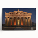 Black and white stretched canvas depicting the Nashville skyline, ideal for kitchen wall art.