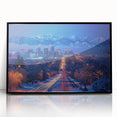 Large abstract wall art featuring Salt Lake City in muted gray and blue tones on a framed acrylic print.