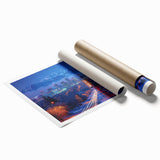 Extra large rolled print of Salt Lake City with floral elements in muted earth tones, suitable for classy bathroom wall art.