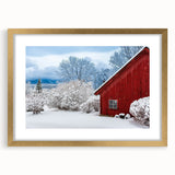 Extra large abstract art print of Vermont scenery in textured style, with gold frame and mat, ideal for living room decor.