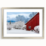 Textured abstract art print depicting a serene Vermont landscape in muted earth tones, framed in silver.