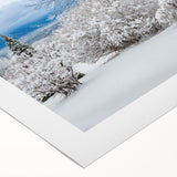 Art deco poster of a Vermont landscape in muted green and brown tones on rolled canvas, suitable for dining room decor.