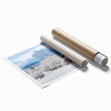 Extra large rolled print of Vermont scenery with vibrant green and floral elements.