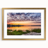 Abstract art print depicting textured scenery in Virginia, in a gold frame with mat.