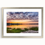 Textured abstract art print depicting a serene Virginia landscape in muted earth tones, framed in silver.