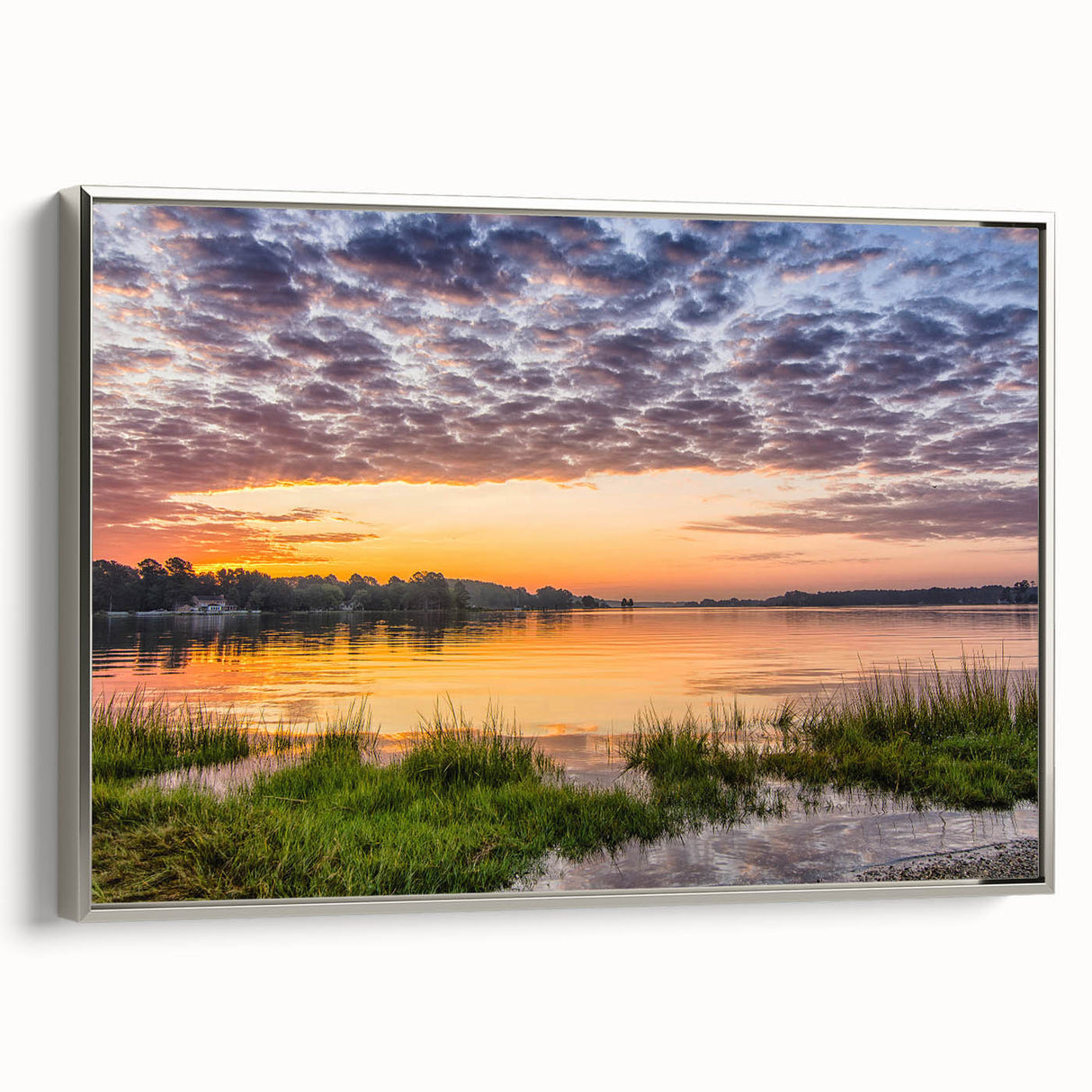 Framed canvas featuring a vintage-style landscape painting of Virginia scenery, with a palette of muted earth tones.