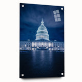Acrylic print of the Washington DC Capitol in muted gray tones, ideal for dining room decor.
