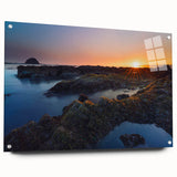 Acrylic print of Olympic National Park with vibrant green and blue tones, suitable for dining room decor.