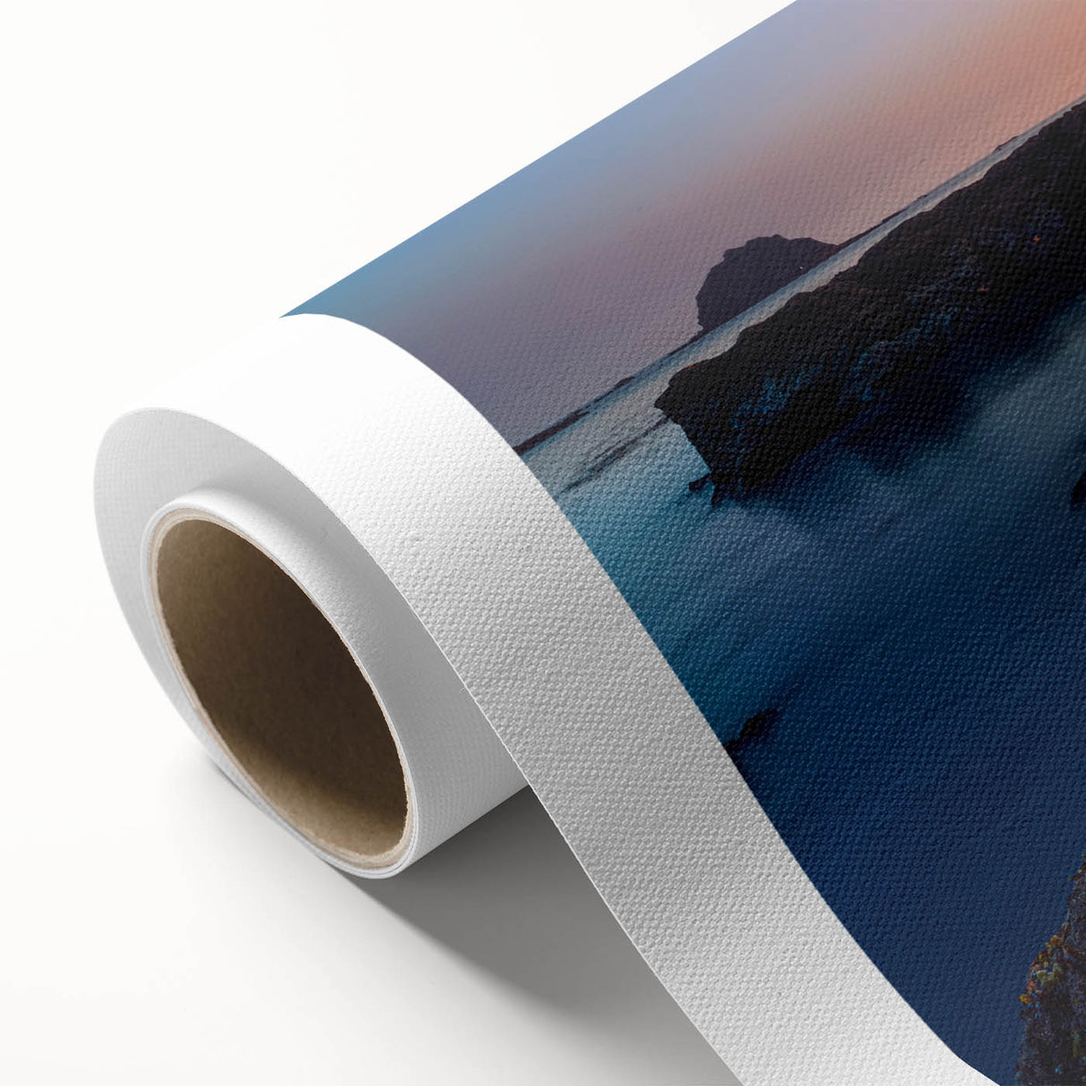 Art deco style poster of Olympic National Park landscape with muted earth tones on rolled canvas, ideal for nursery wall art.