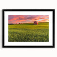 Extra large abstract art print depicting colorful, textured rolling hills of Palouse, in a black frame.