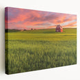 Rolling hills of Palouse in muted green tones on a large stretched canvas, suitable for kitchen wall art.