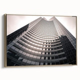 Framed canvas featuring a vintage poster art style landscape of Seattle, in black and gold tones, ideal for bedroom decor.