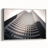 Framed canvas of Seattle landscape with vintage poster style in silver and black, ideal for office decor.