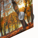 Large abstract wall art depicting West Virginia scenery in mid-century modernist style on acrylic glass.