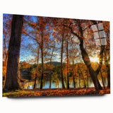 Acrylic print of a large abstract depiction of West Virginia scenery in cool blue and green tones.