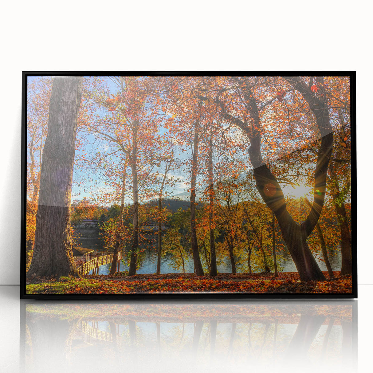 Large abstract wall art depicting West Virginia scenery in muted earth tones on a framed acrylic.
