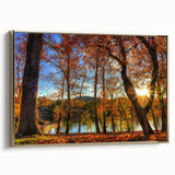 Framed canvas featuring a vintage-style landscape painting of West Virginia hills in muted earth tones.