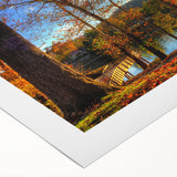 Art deco poster of West Virginia scenery in muted green and blue tones on rolled canvas, suitable for dining room wall art.