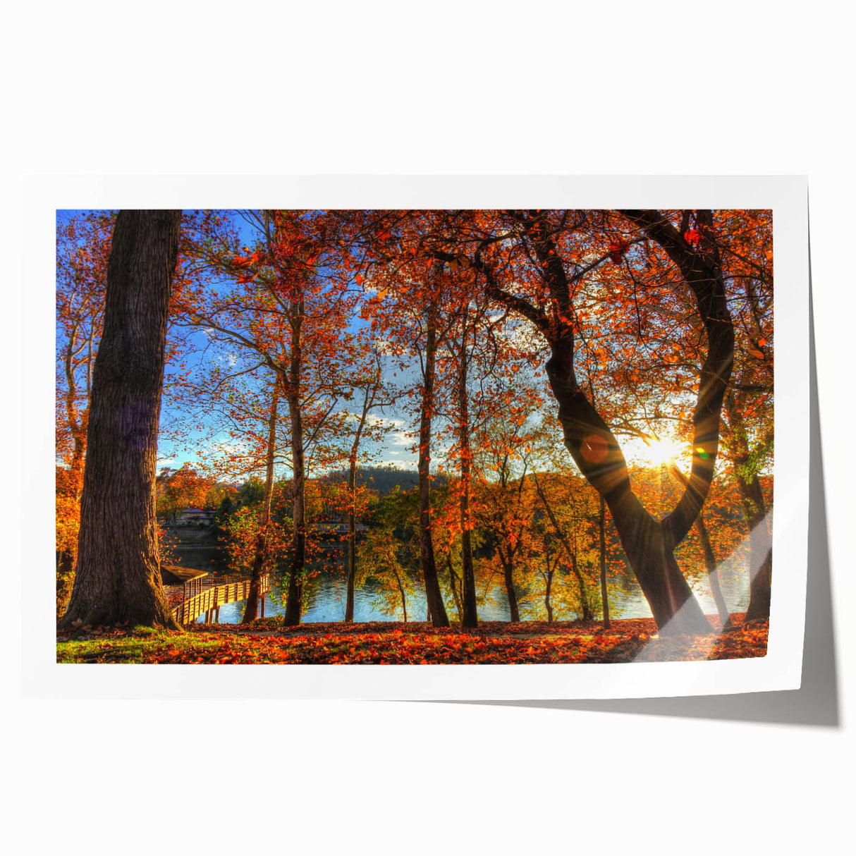 Rolled print of West Virginia scenery with floral motifs in soft green and beige tones, suitable for art wall dining room.