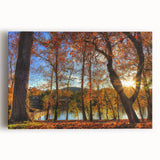 Black and white stretched canvas featuring a serene West Virginia landscape, ideal for kitchen wall art.
