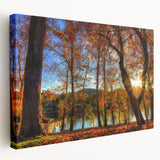 West Virginia landscape on stretched canvas, featuring muted green and blue tones, ideal for kitchen wall art.
