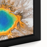 Extra large framed canvas of Yellowstone National Park with vibrant and textured colors, ideal for living room decor.